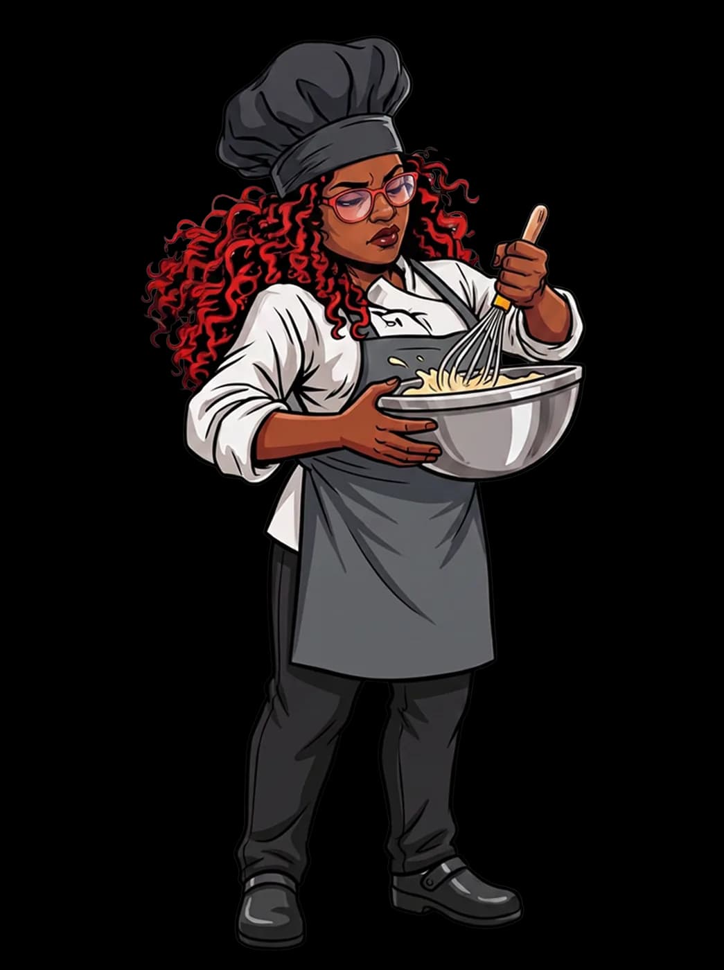 Mama La, focused on the whisk